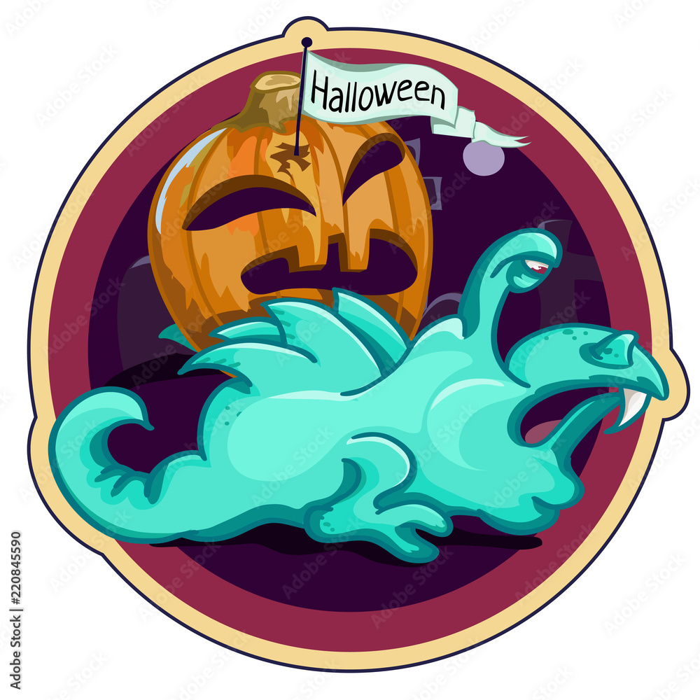Obraz premium Monster with pumpkin for Halloween-turquoise