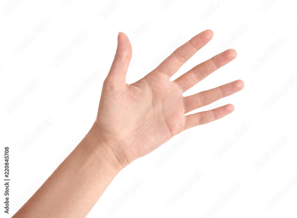 Abstract young woman's hand on white background Abstract young woman's hand on white background