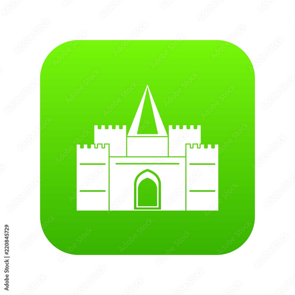 Residential mansion with towers icon digital green for any design isolated on white vector illustration Residential mansion with towers icon digital green for any design isolated on white vector illustration