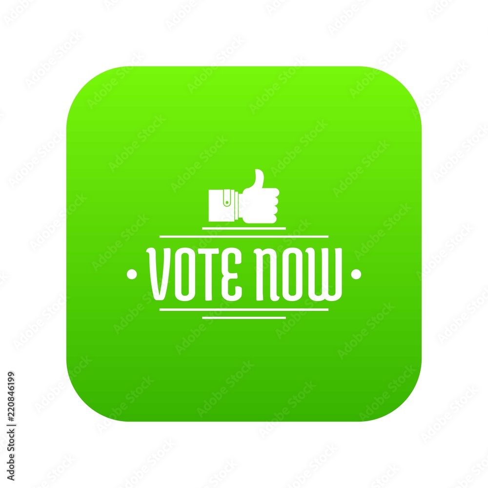 Vote now icon green vector isolated on white background Vote now icon green vector isolated on white background