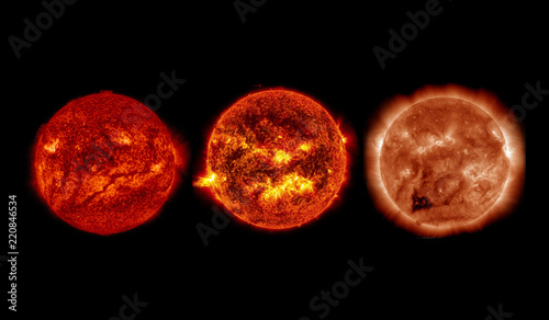 Solar eruptions. Images furnished by NASA.