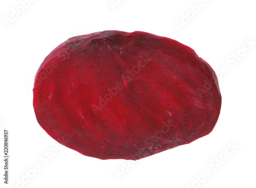 Slice of ripe beet on white background