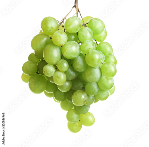 Bunch of fresh ripe juicy grapes on white background