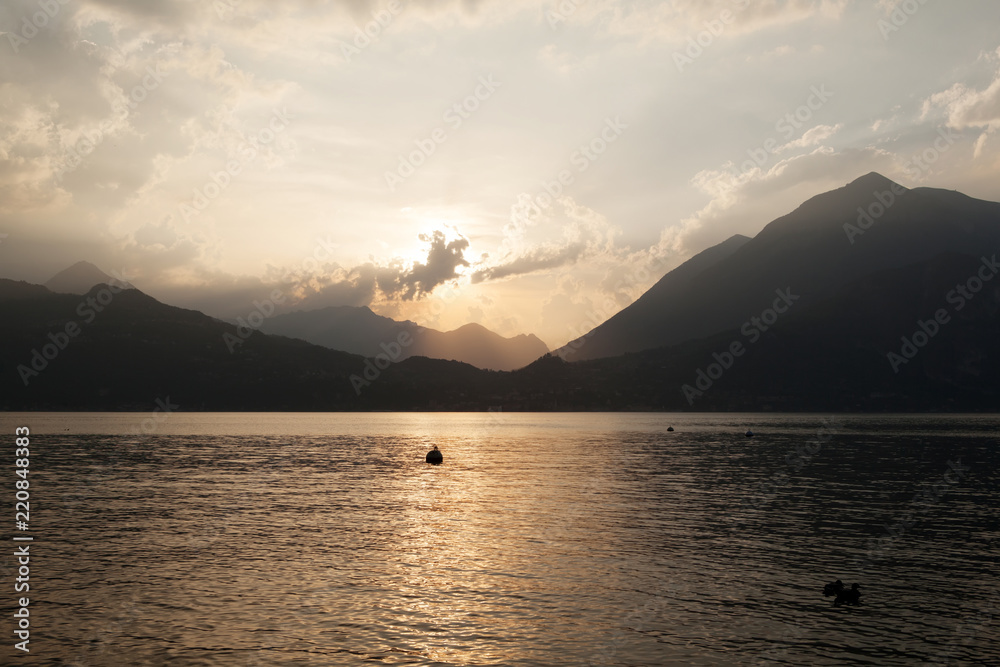 Fototapeta premium Lake Como sunset landscape