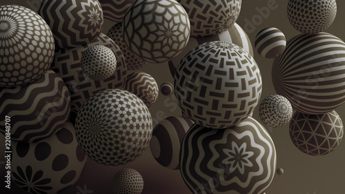 Black background with balls. 3d illustration  3d rendering.