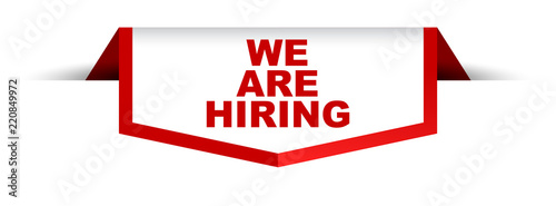 red and white banner we are hiring