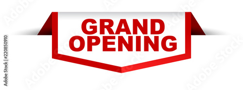 red and white banner grand opening