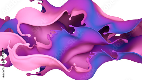 A beautiful multicolor splash of liquid. 3d illustration, 3d rendering.