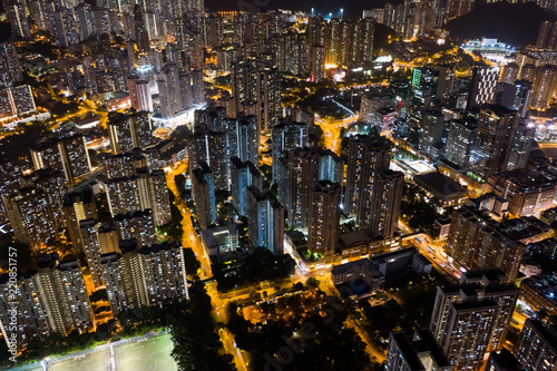 Top view of Hong Kong in the evening