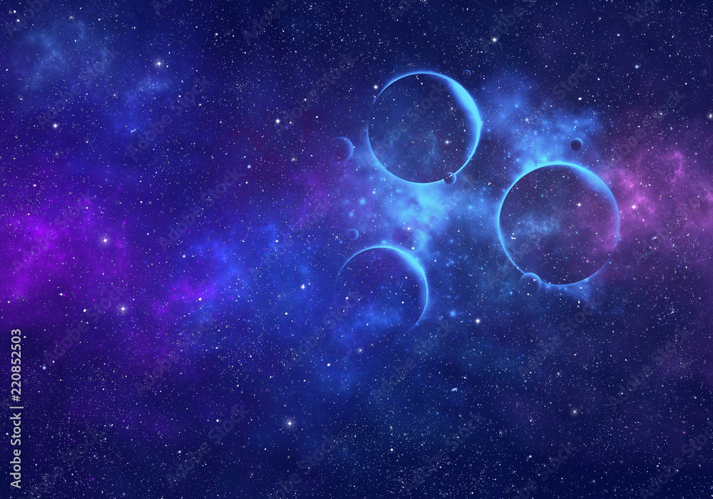 Fototapeta premium Planets in outer space with nebula and stars