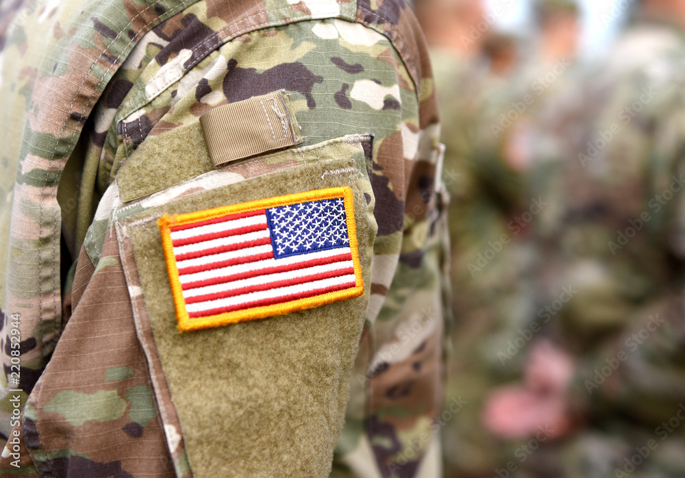 USA flag U.S. ARMY patch on military uniform - studio shot Stock Photo -  Alamy