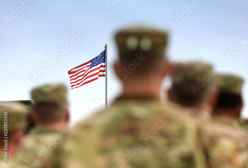American Soldiers and US Flag. US Army photo