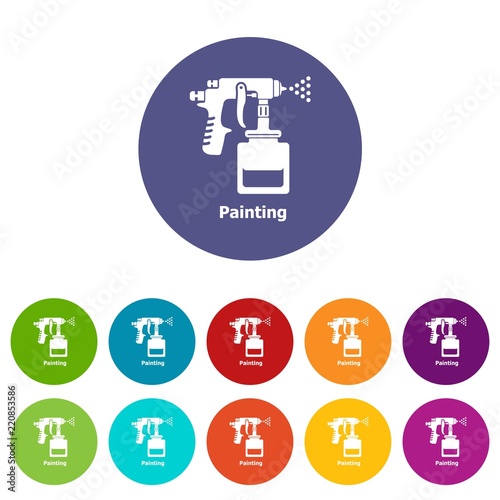 Spray gun icons color set vector for any web design on white background