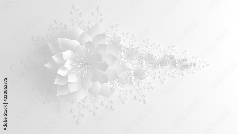 Paper flowers. 3d illustration, 3d rendering.