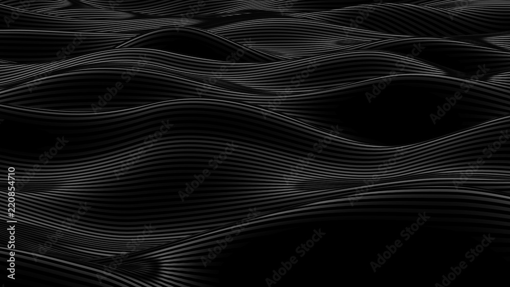 Luxury black drapery fabric background. 3d illustration, 3d rendering. - obrazy, fototapety, plakaty 