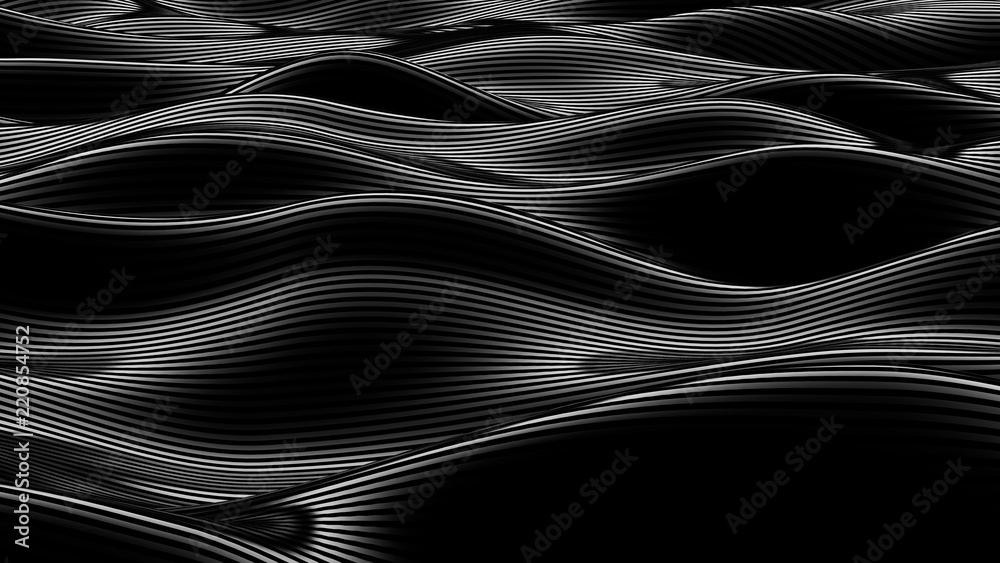 Luxury black drapery fabric background. 3d illustration, 3d rendering. - obrazy, fototapety, plakaty 