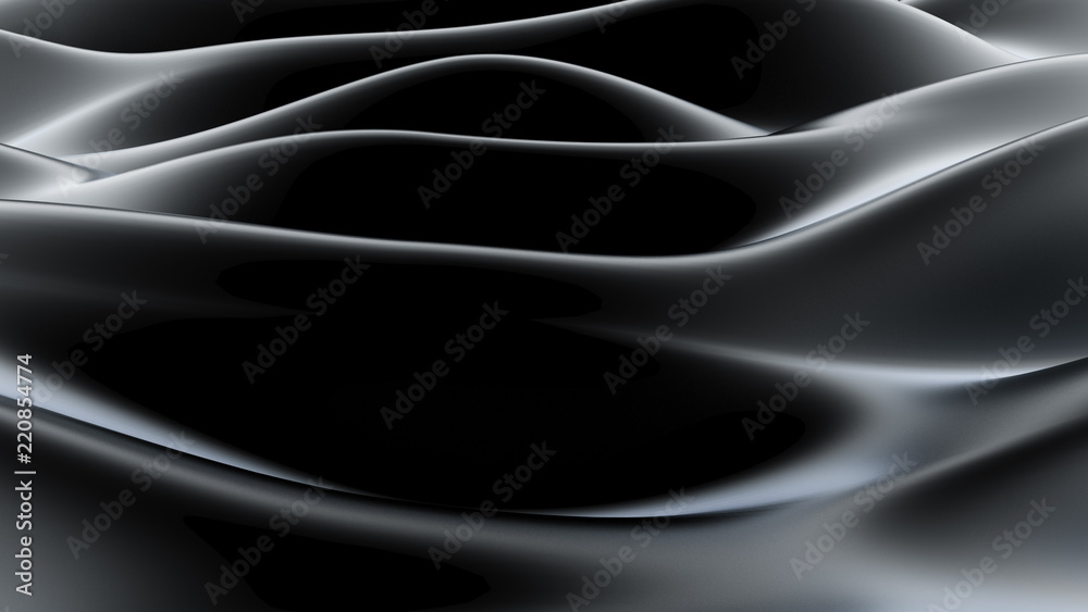 Fototapeta premium Luxury black drapery fabric background. 3d illustration, 3d rendering.