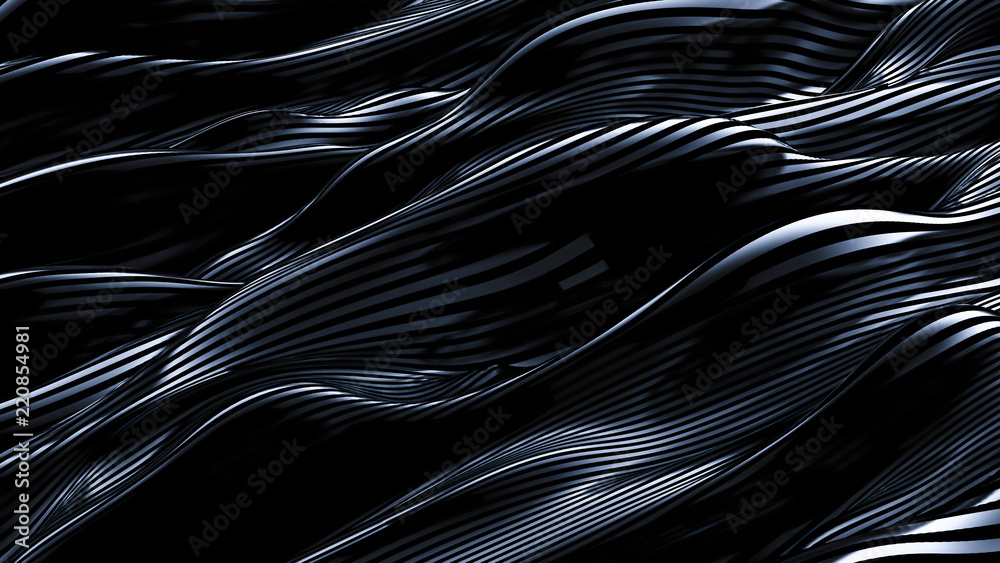 Naklejka premium Luxurious gray blue drapery fabric background. 3d illustration, 3d rendering.