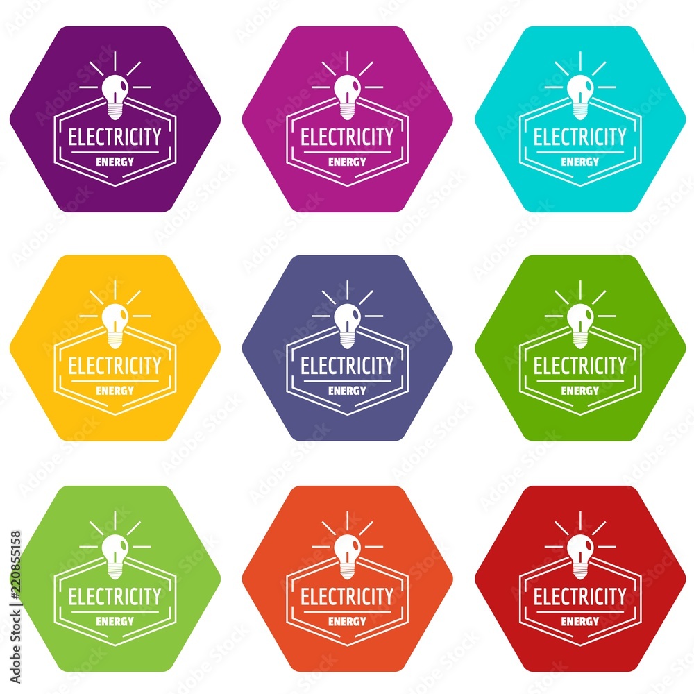 Bulb icons 9 set coloful isolated on white for web Bulb icons 9 set coloful isolated on white for web