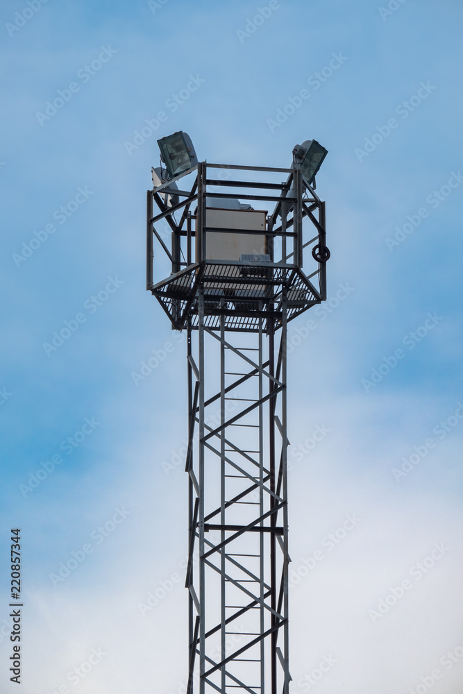 View of large surface lighting tower isolated View of large surface lighting tower isolated