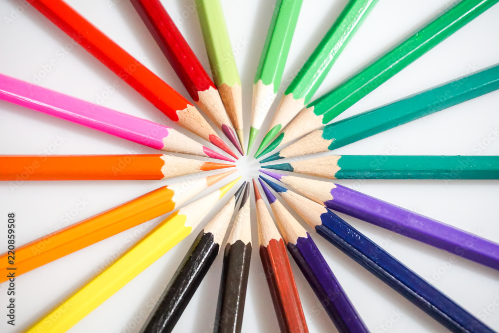 Color pencils white background colorful