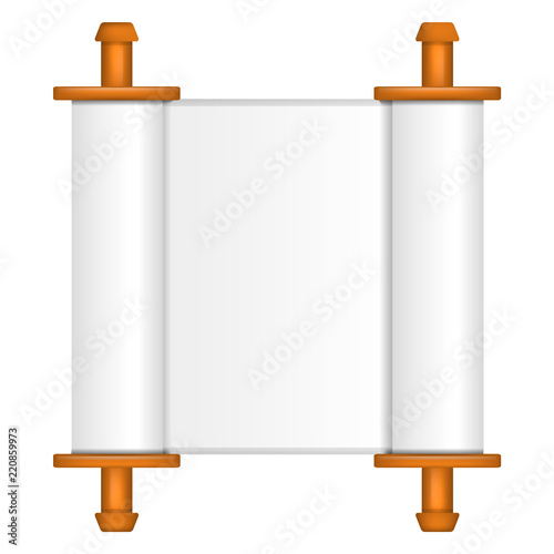 Torah papyrus mockup. Realistic illustration of torah papyrus vector mockup for web design isolated on white background