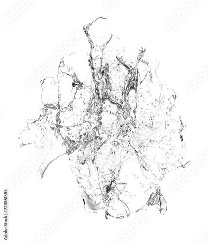 Isolated transparent splash of water splashing on a white background. 3d illustration  3d rendering.