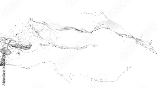 Isolated transparent splash of water splashing on a white background. 3d illustration, 3d rendering. © Pierell