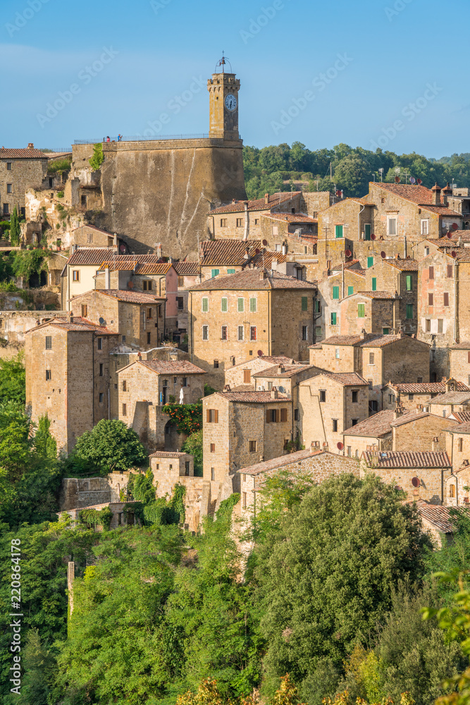 Panoramic sight of Sorano, in the Province of Grosseto, Tuscany (Toscana), Italy.