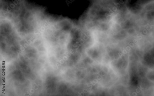 Background of abstract gray color smoke isolated on black color background. The wall of gray fog. 3D illustration