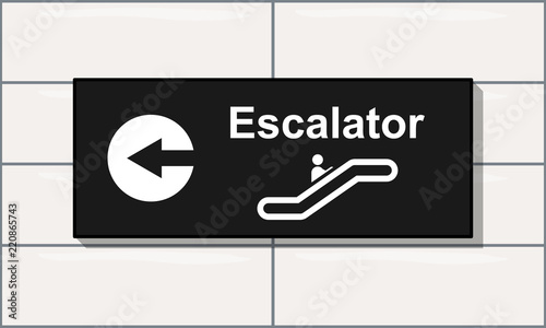 Escalator pointer black and white illustration.