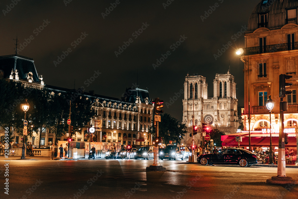 Notre Dame Cathedral at night