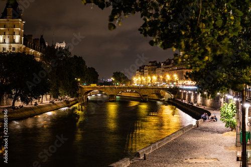 Seine River in Paris France at night