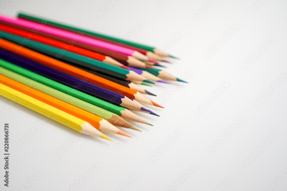 Color pencils white background colorful