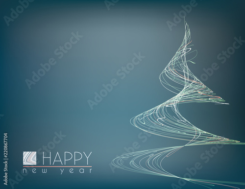 Minimal Happy New Year card with unusual Christmas tree
