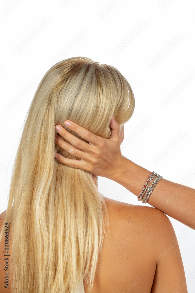 Naklejka premium hands in blond hair