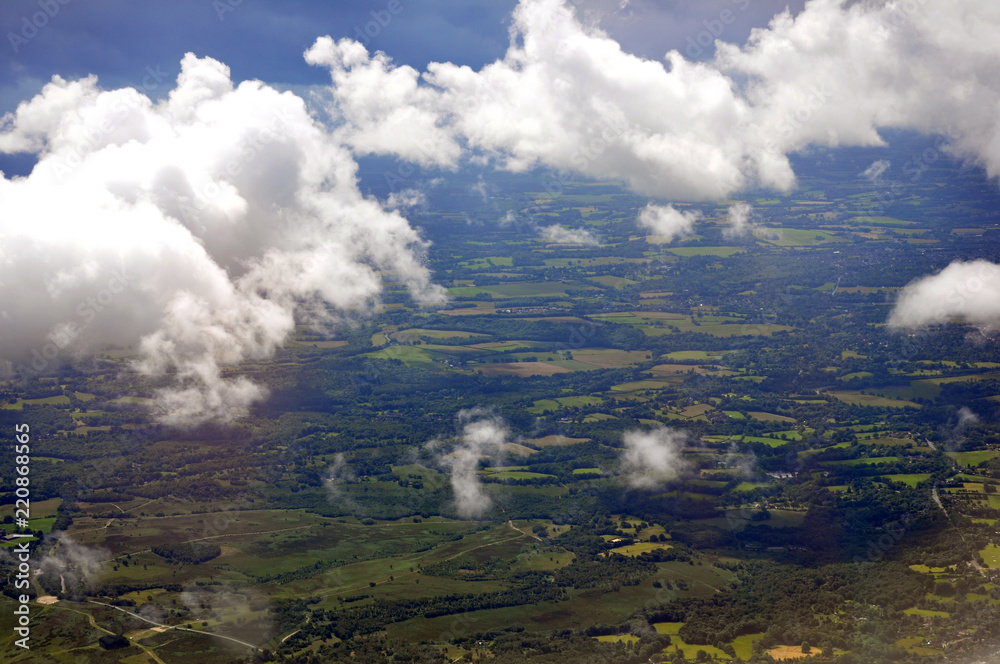 Aerial view of a patchwork countryside