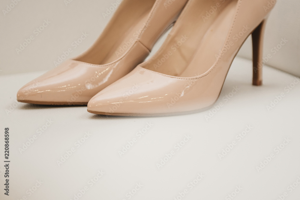 Beautiful beige wedding shoes for the bride Beautiful beige wedding shoes for the bride