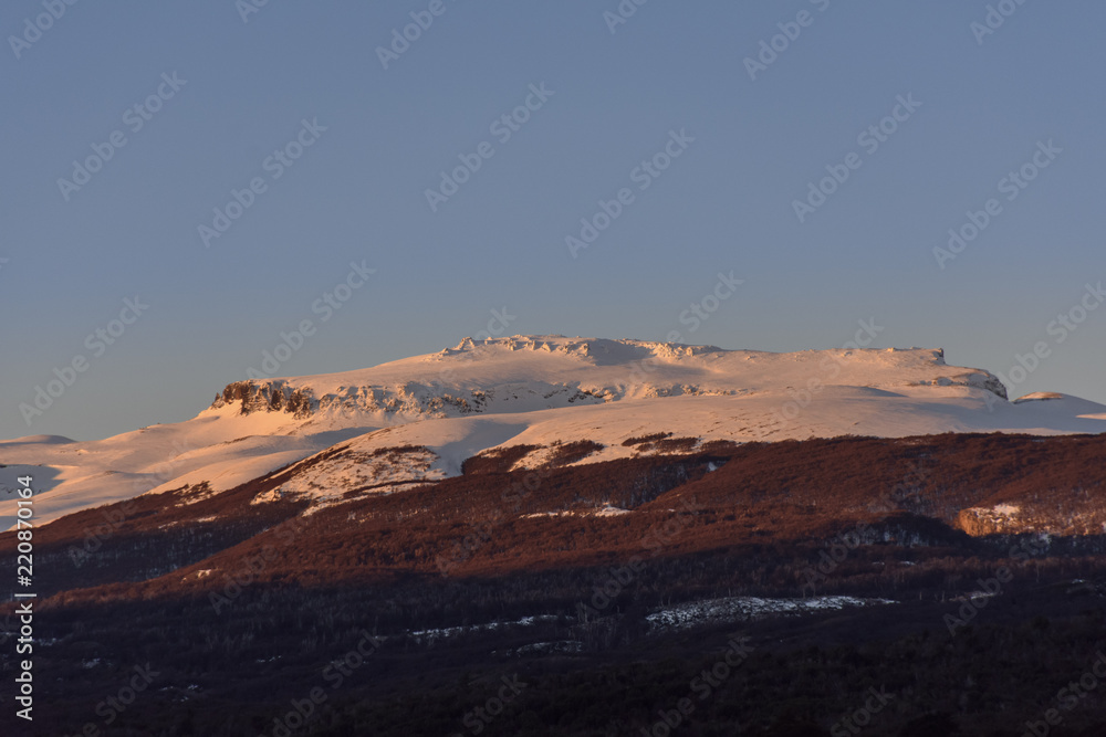 Alpenglow Over Andes Mountains In Patagonia
