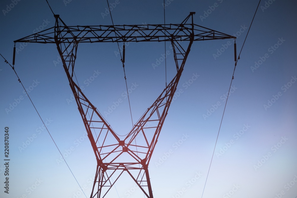 The evening electricity pylon silhouette The evening electricity pylon silhouette