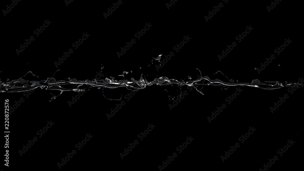 Isolated splash on a black background. Water, drop, water flow, liquid, black and white. Isolated splash on a black background. Water, drop, water flow, liquid, black and white.