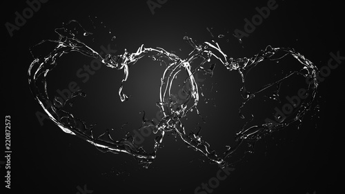 Heart of the water on a black background. Splash, water, drop.