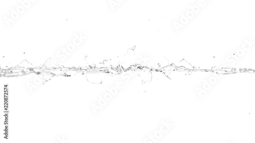 Isolated splash on a white background. Water, drop, water flow, liquid, black and white.