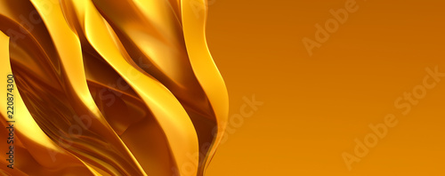 Golden background with a flying silk