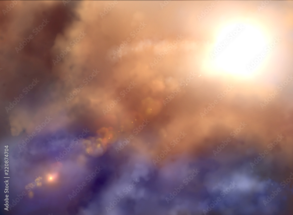 Fototapeta premium Beautiful sunset over the sea with clouds and sky