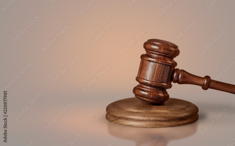 Wooden judge hammer with copyspace over background. Justice and Wooden judge hammer with copyspace over background. Justice and