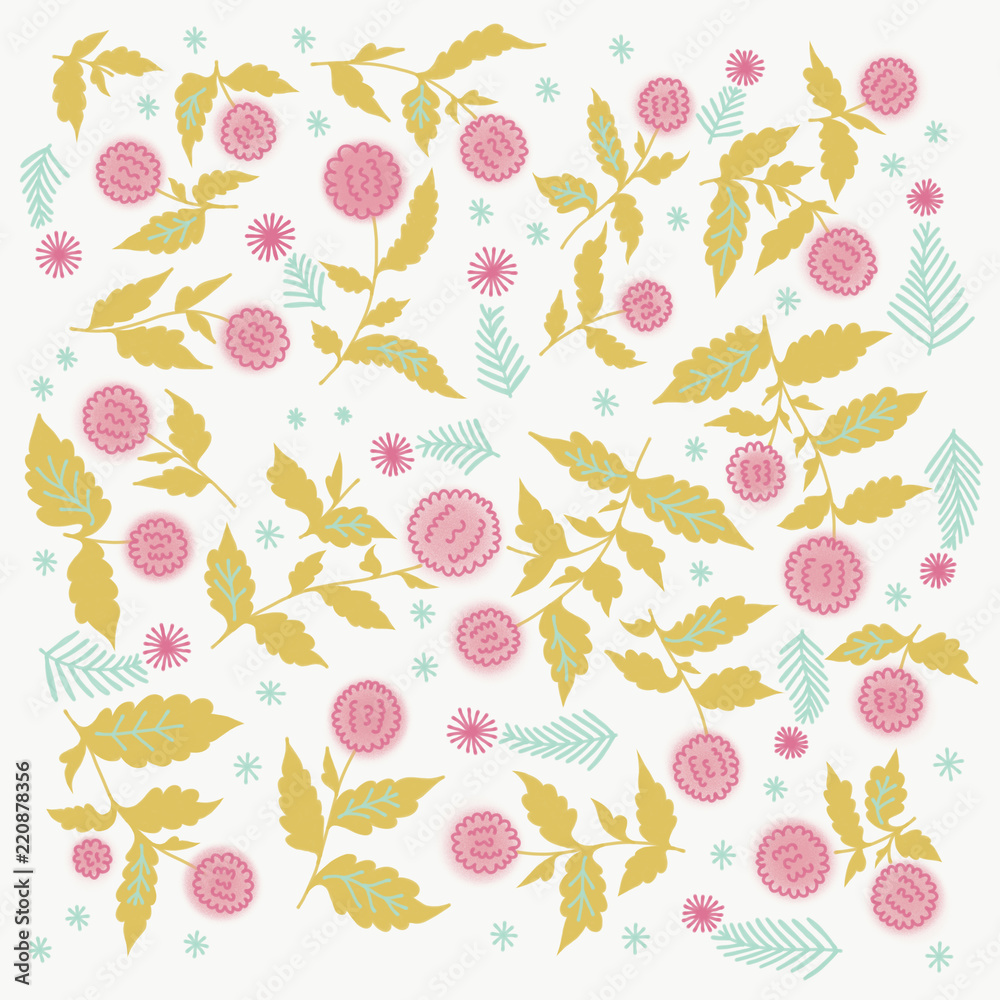 Roses Barocco flowers abstract pattern. Retro victorian detailed classical background.