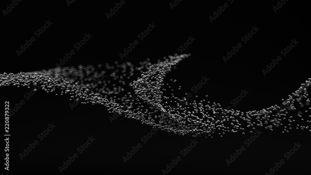 Black background with particles. 3d illustration, 3d rendering.