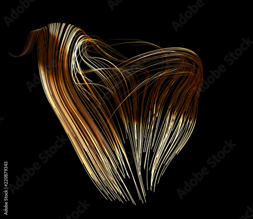 Abstraction gold fractal. 3d illustration  3d rendering. background