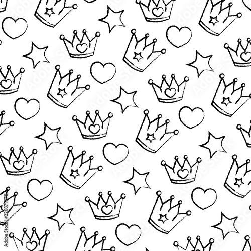 grunge metal crown with heart and star background